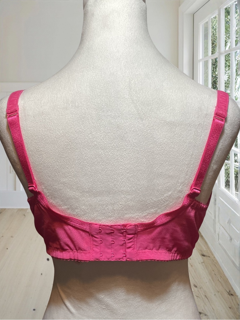 CACIQUE Women's Hot Pink Floral Lace Unlined Underwire Bra 40D Bow Accents - Picture 6 of 11